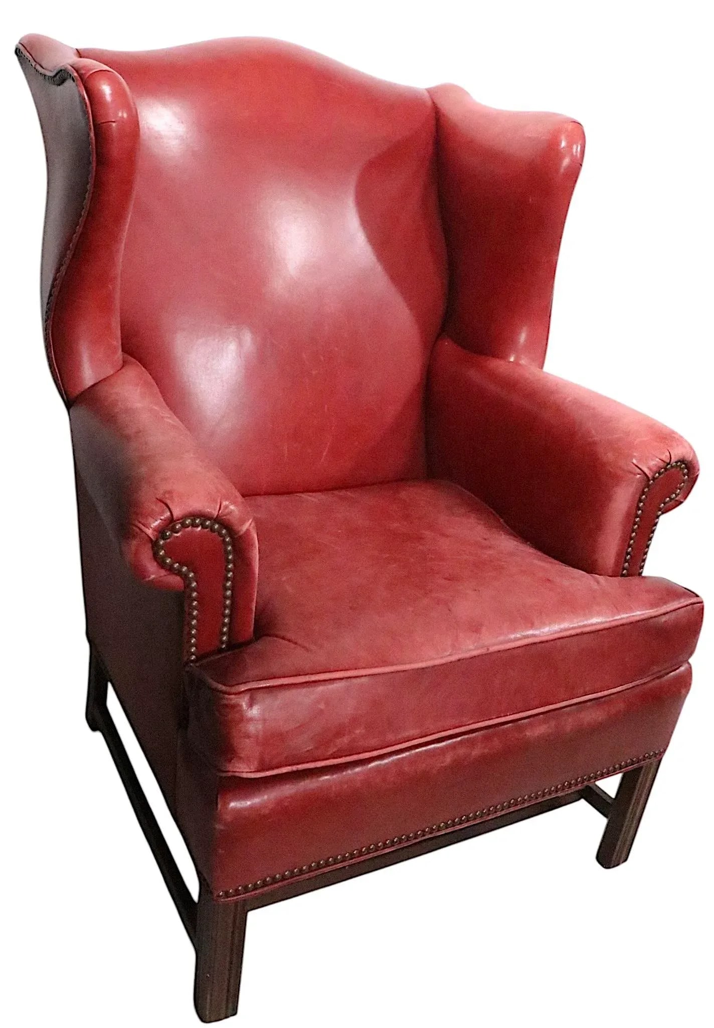 1990s Classic Leather Wing Chair by Ethan Allen - 5