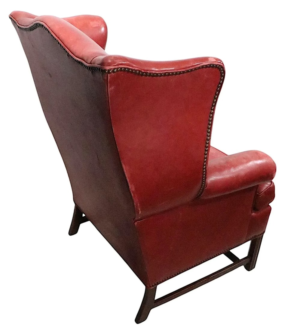 1990s Classic Leather Wing Chair by Ethan Allen - 8