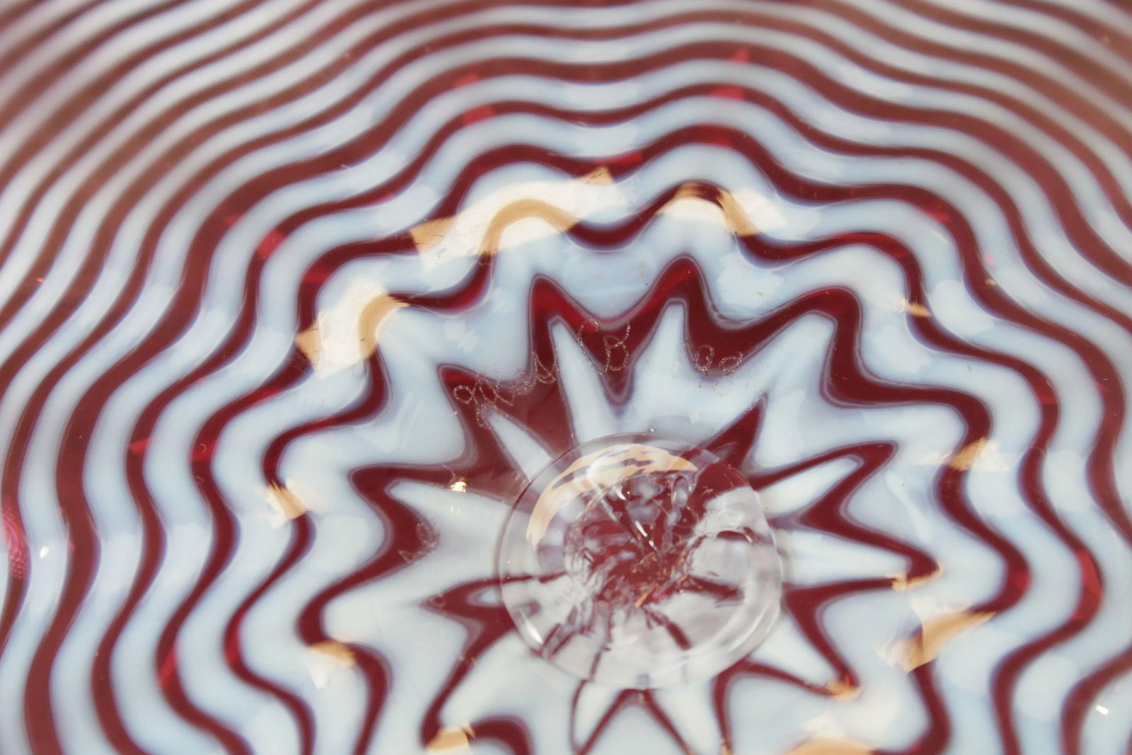 Chatham Glass Co. Hand Blown Cranberry Art Glass Plate 1980 - 11