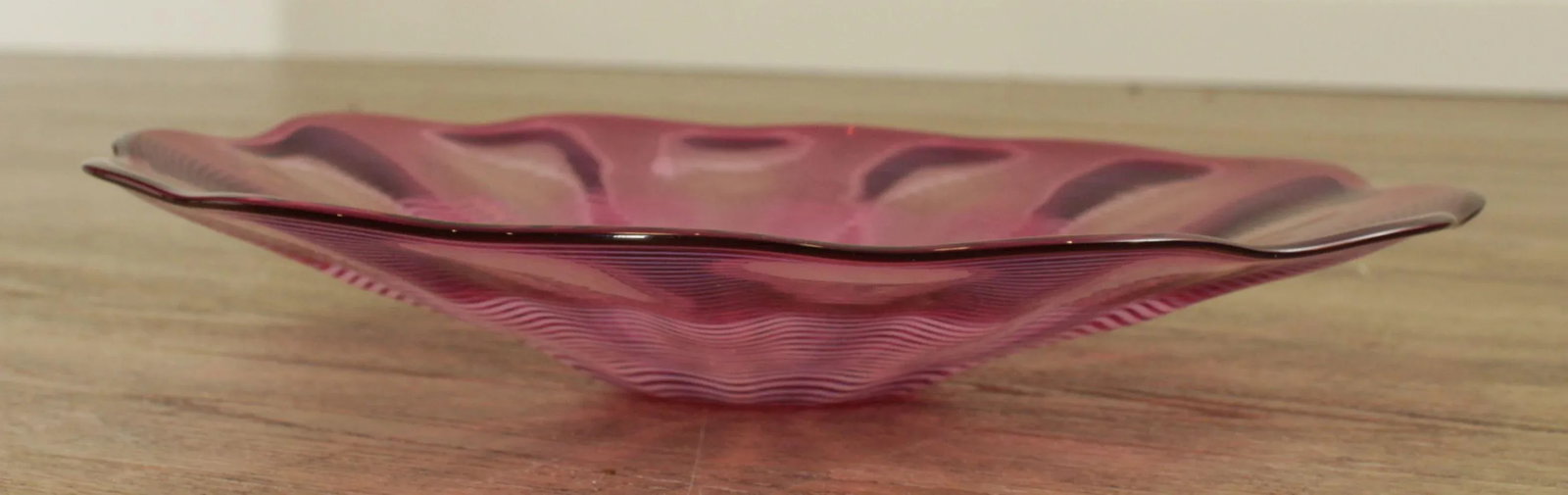 Chatham Glass Co. Hand Blown Cranberry Art Glass Plate 1980 - 5