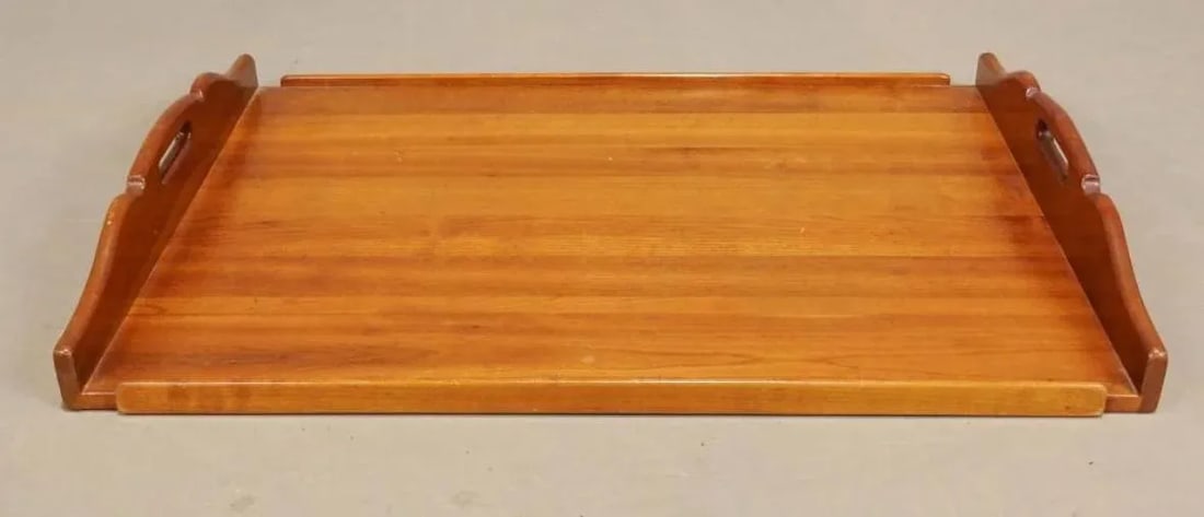 1970s Stickley Wooden Rolling Wooden Bar Cart With Removable Tray - 6