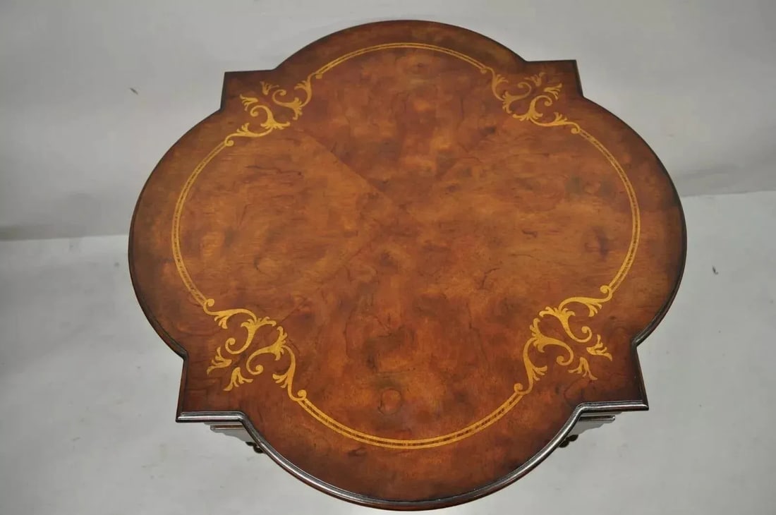 Ethan Allen Italian Mediterranean Style Marquetry Inlay Accent Side Center Table - 3