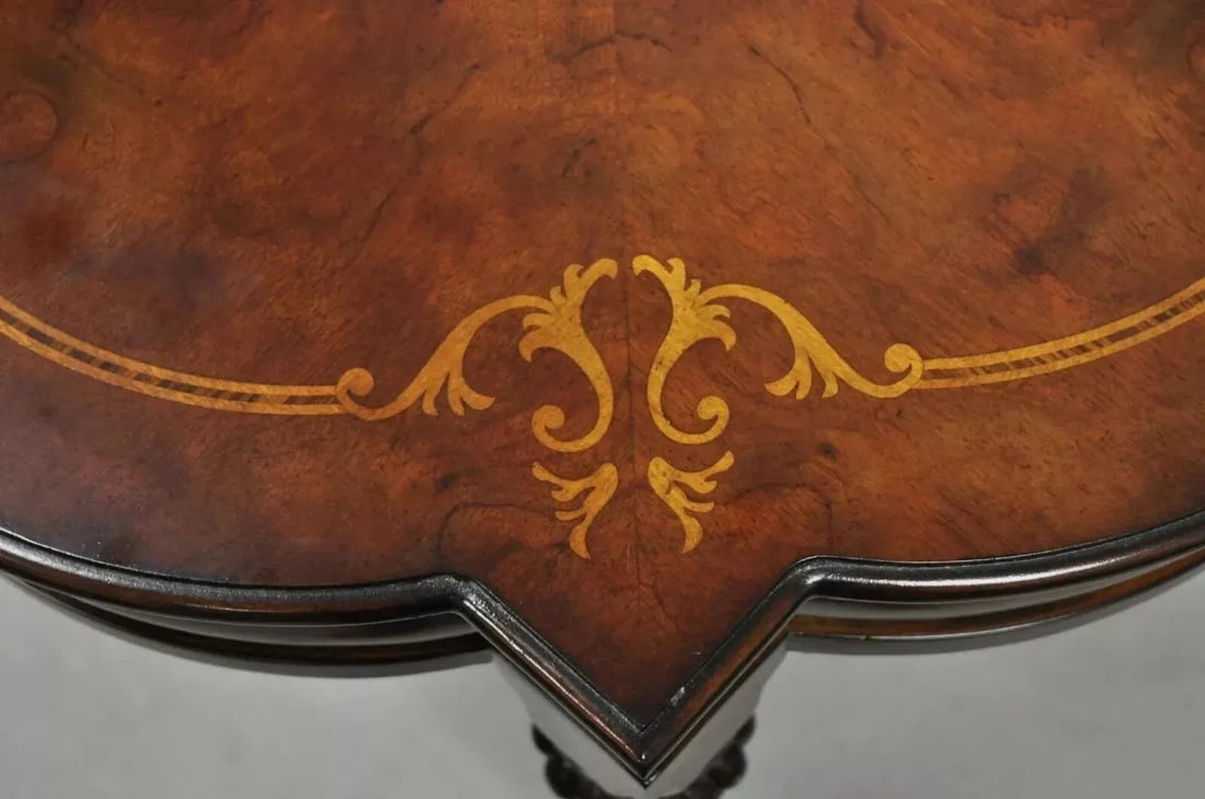 Ethan Allen Italian Mediterranean Style Marquetry Inlay Accent Side Center Table - 4