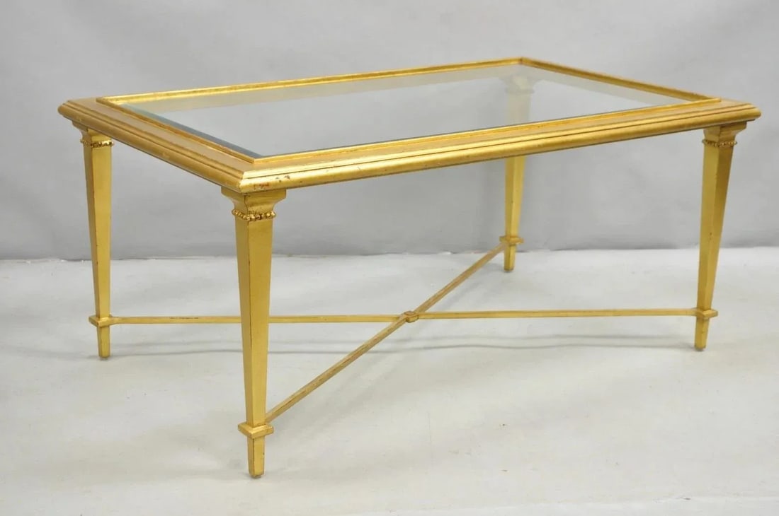 Hickory Chair French Hollywood Regency Gold Rectangular Bristol Coffee Table - 2