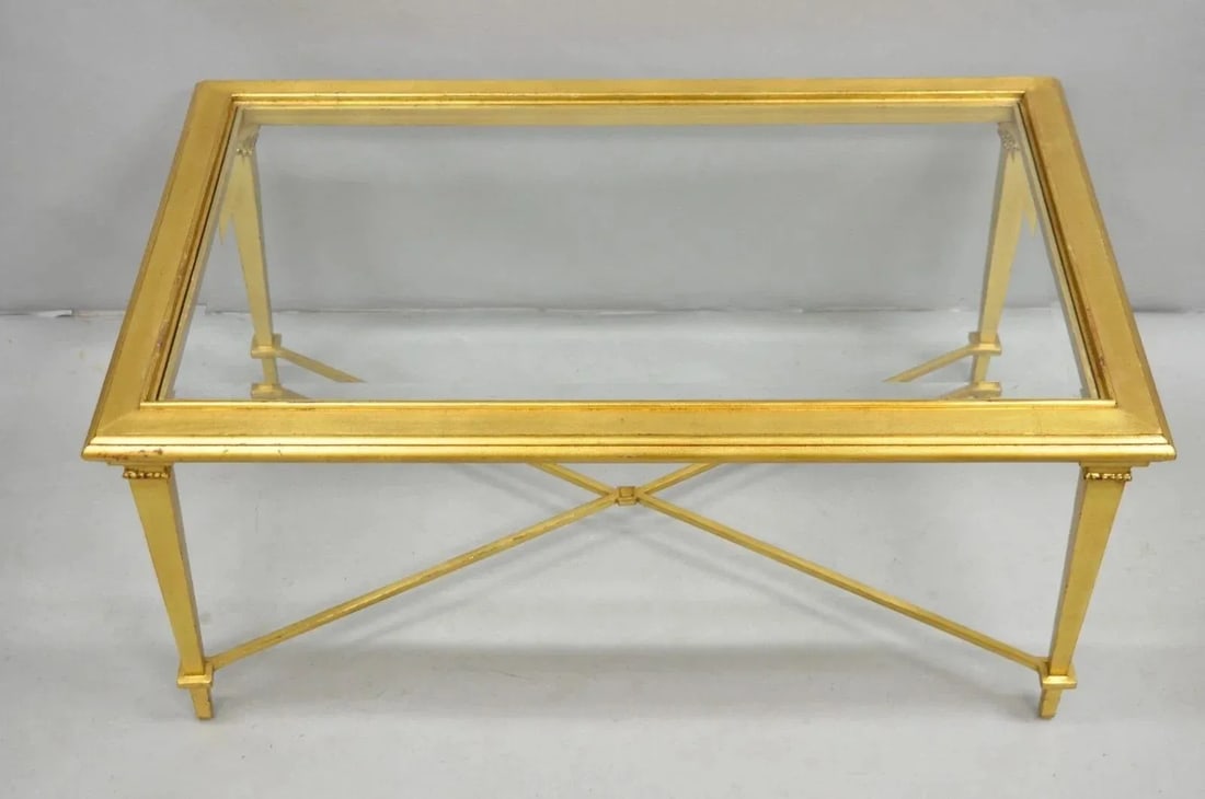Hickory Chair French Hollywood Regency Gold Rectangular Bristol Coffee Table - 3
