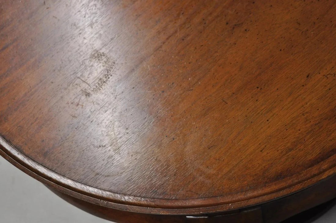 Vintage English Queen Anne Style Round Walnut Wood Lamp Side Table by Hekman - 10