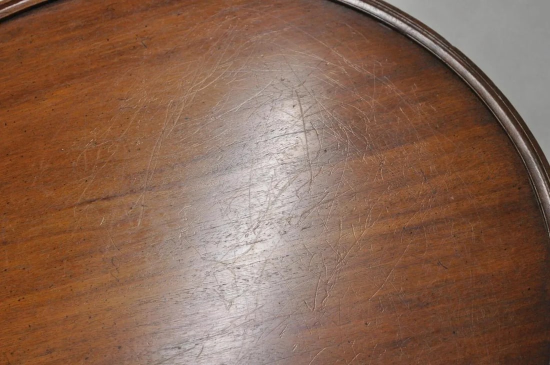 Vintage English Queen Anne Style Round Walnut Wood Lamp Side Table by Hekman - 8