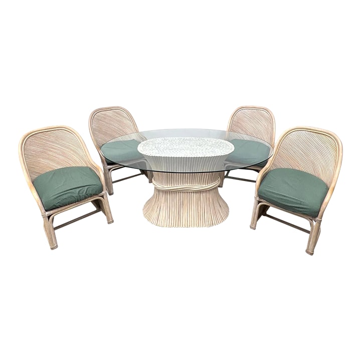 Vintage Coastal Henry Wick Pencil Reed and Wicker Dining Set of 5 (1 of 11)