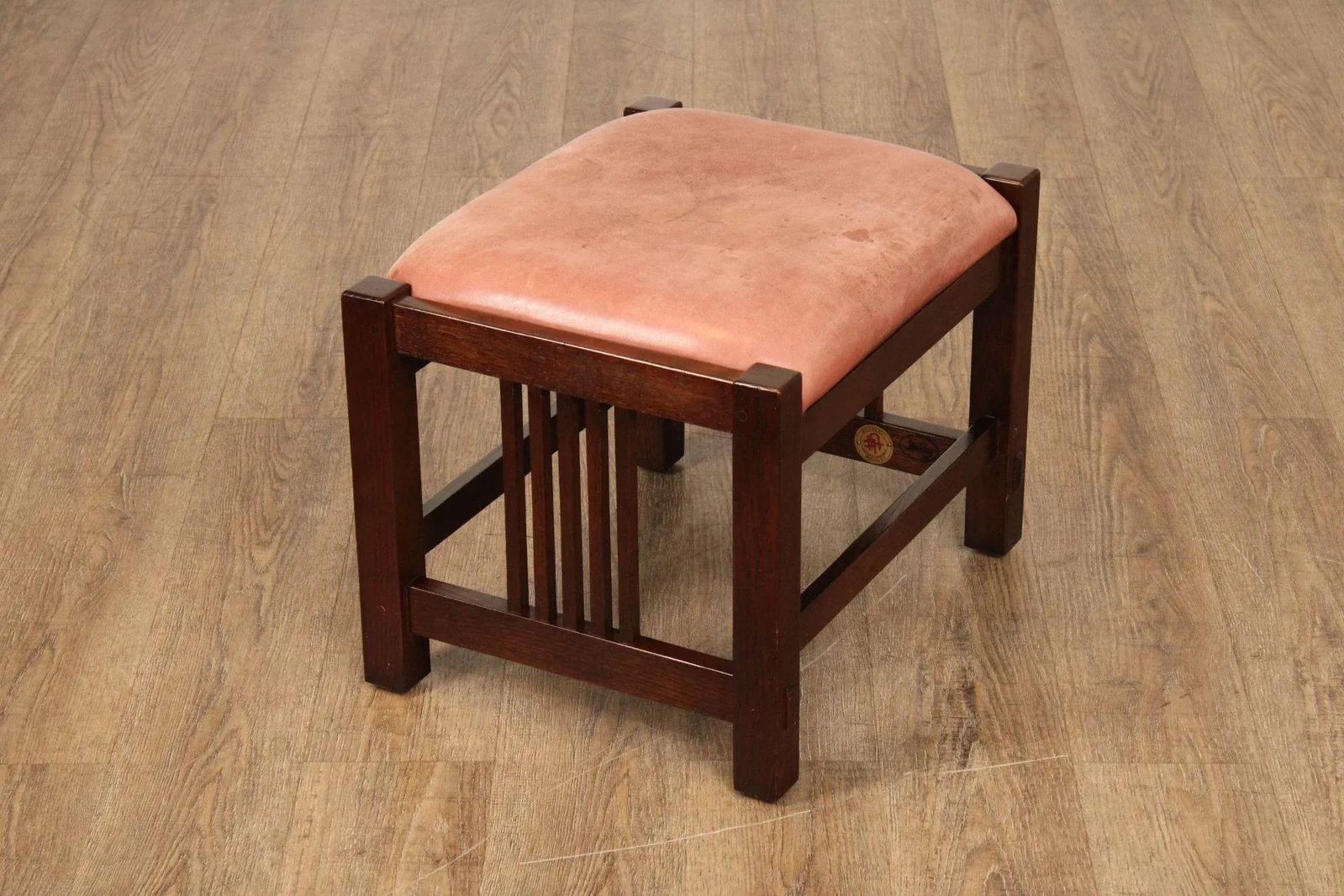 Stickley Mission Collection Oak and Leather Footstool - 9