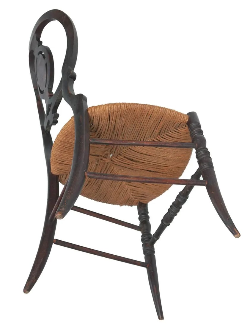 Early 1900s Antique Wood Chairs With Rush Seats- a Pair - 10