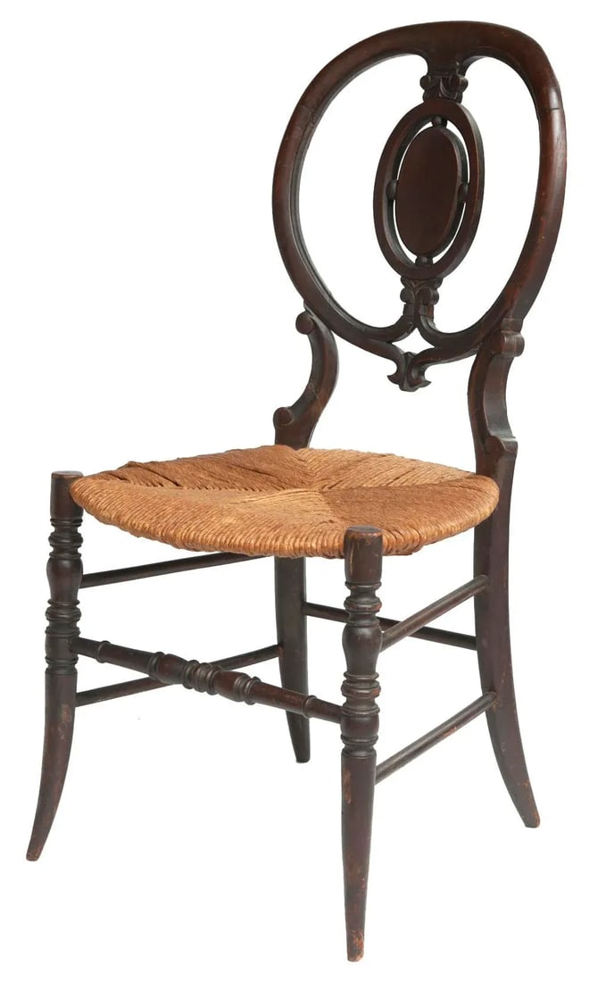 Early 1900s Antique Wood Chairs With Rush Seats- a Pair - 5