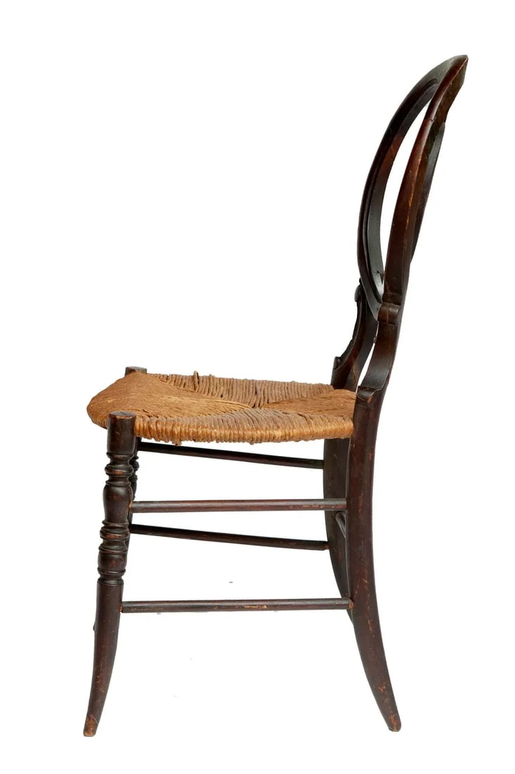Early 1900s Antique Wood Chairs With Rush Seats- a Pair - 6