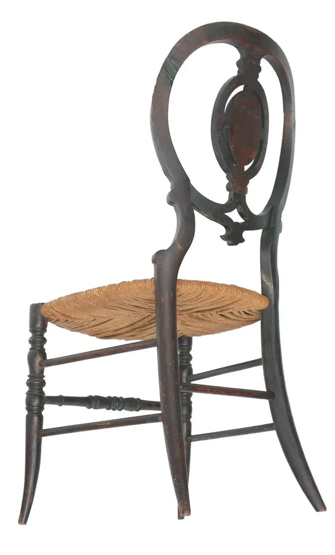 Early 1900s Antique Wood Chairs With Rush Seats- a Pair - 9