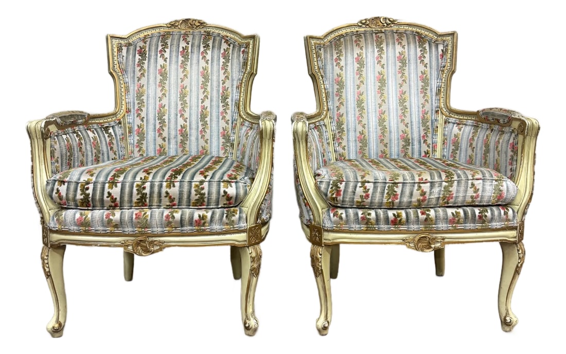Vintage Prince Howard Furniture French Provincial Louis XV Style Bergere Chairs (1 of 18)