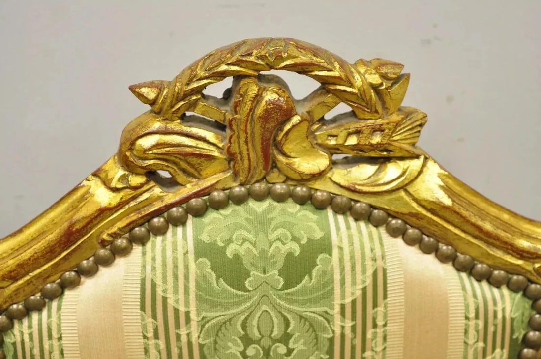 Late 20th Century Vintage French Louis XV Style Gold Giltwood Carved Boudoir Side Chairs - A Pair - 10