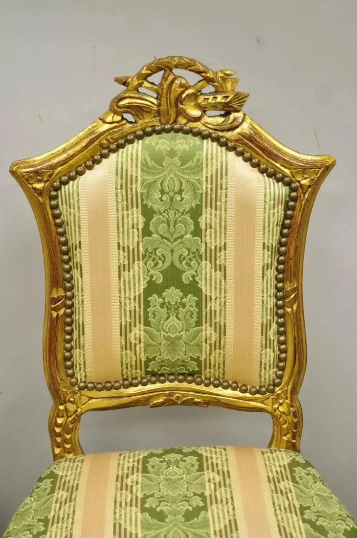 Late 20th Century Vintage French Louis XV Style Gold Giltwood Carved Boudoir Side Chairs - A Pair - 3