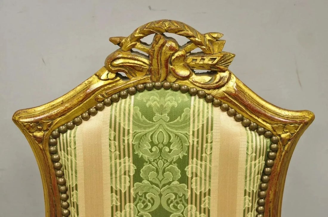 Late 20th Century Vintage French Louis XV Style Gold Giltwood Carved Boudoir Side Chairs - A Pair - 4