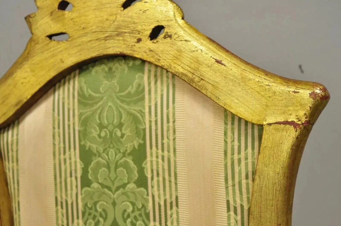 Late 20th Century Vintage French Louis XV Style Gold Giltwood Carved Boudoir Side Chairs - A Pair - 8