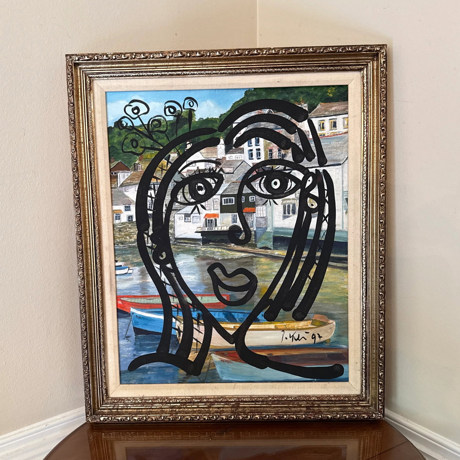 1970s Vintage Abstract Portraiture, Painting by Peter Robert Keil, Framed - 2
