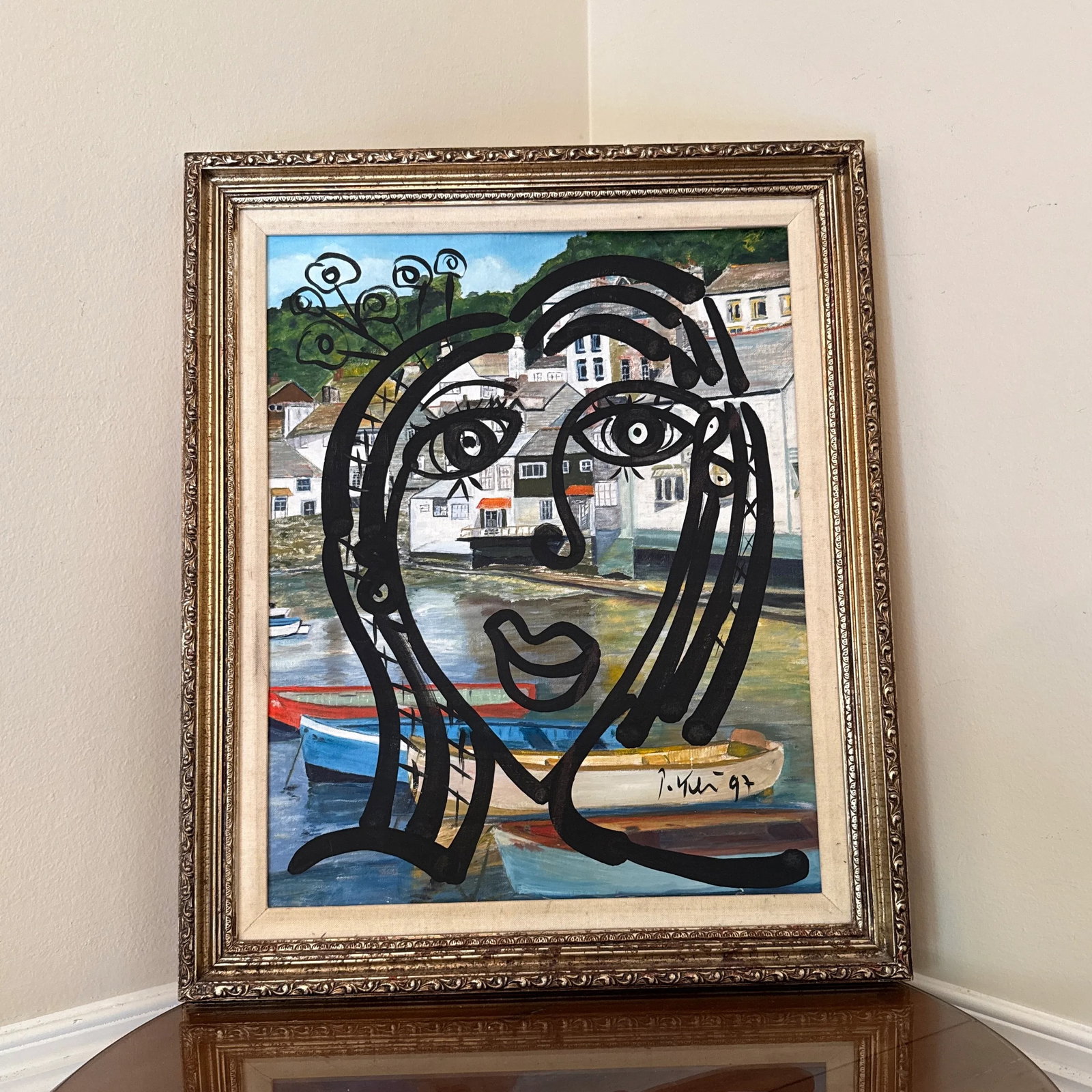 1970s Vintage Abstract Portraiture, Painting by Peter Robert Keil, Framed - 3