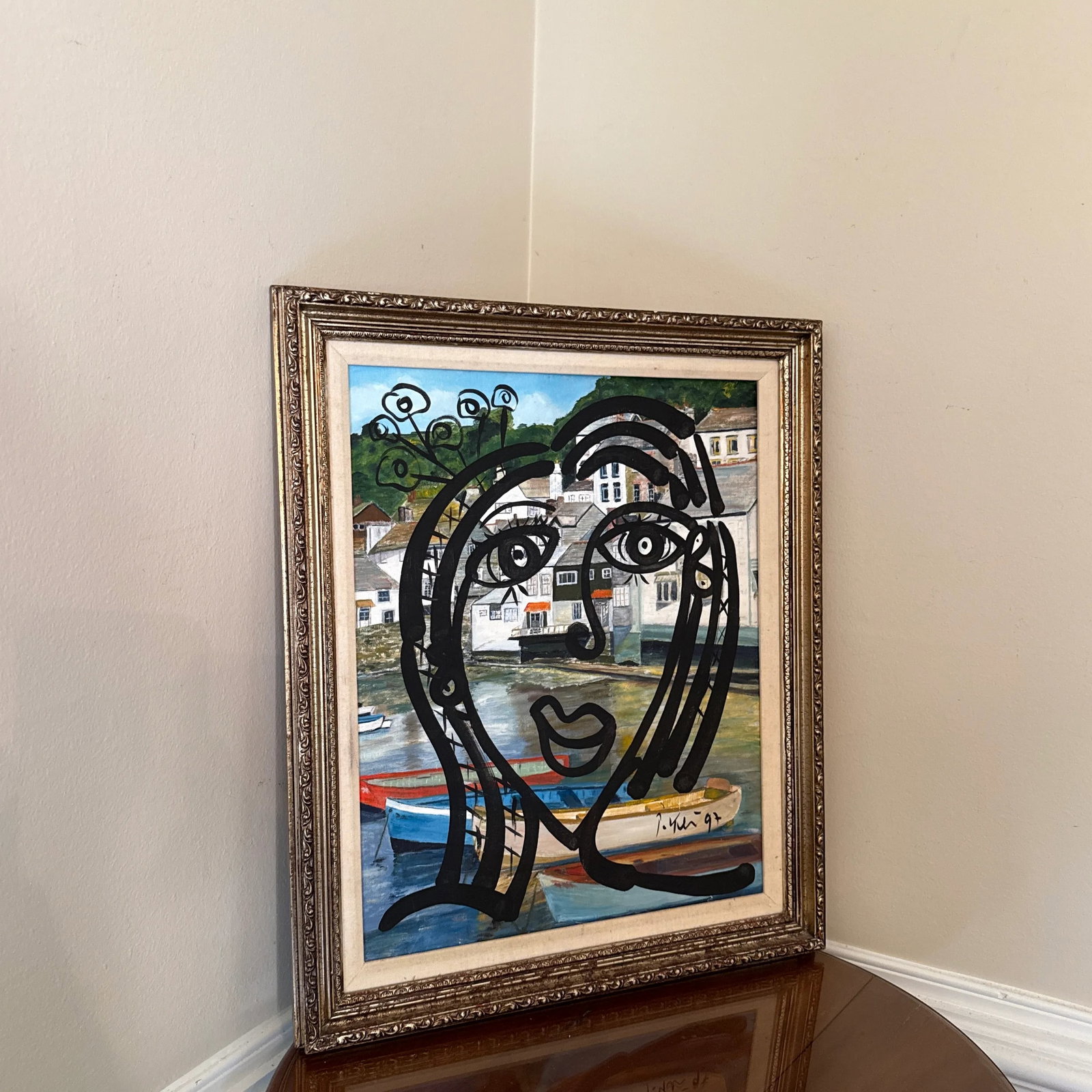 1970s Vintage Abstract Portraiture, Painting by Peter Robert Keil, Framed - 4