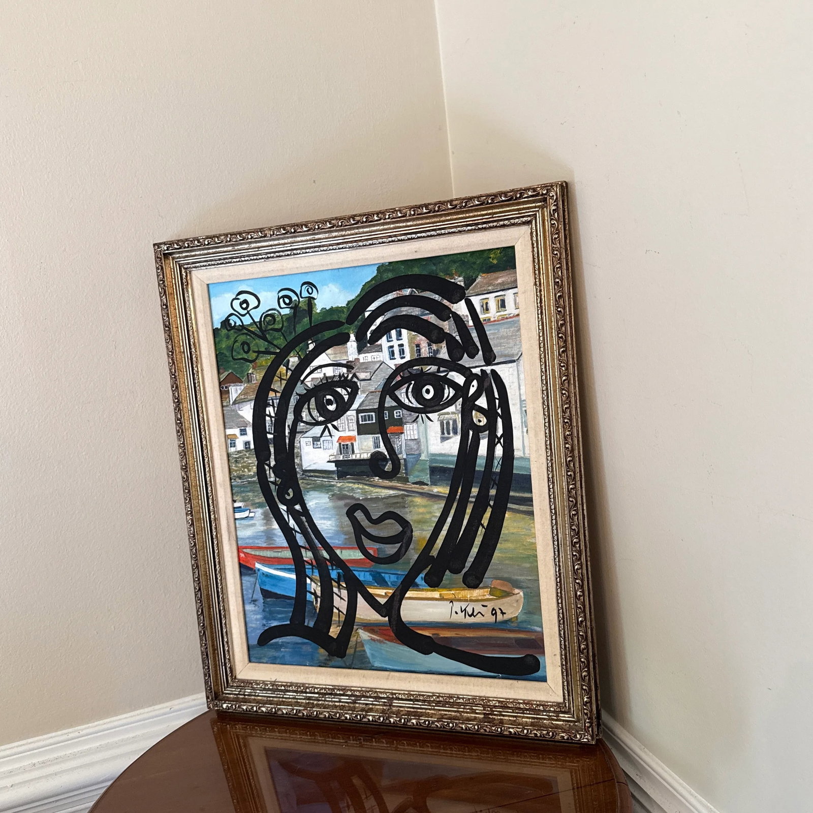 1970s Vintage Abstract Portraiture, Painting by Peter Robert Keil, Framed - 5
