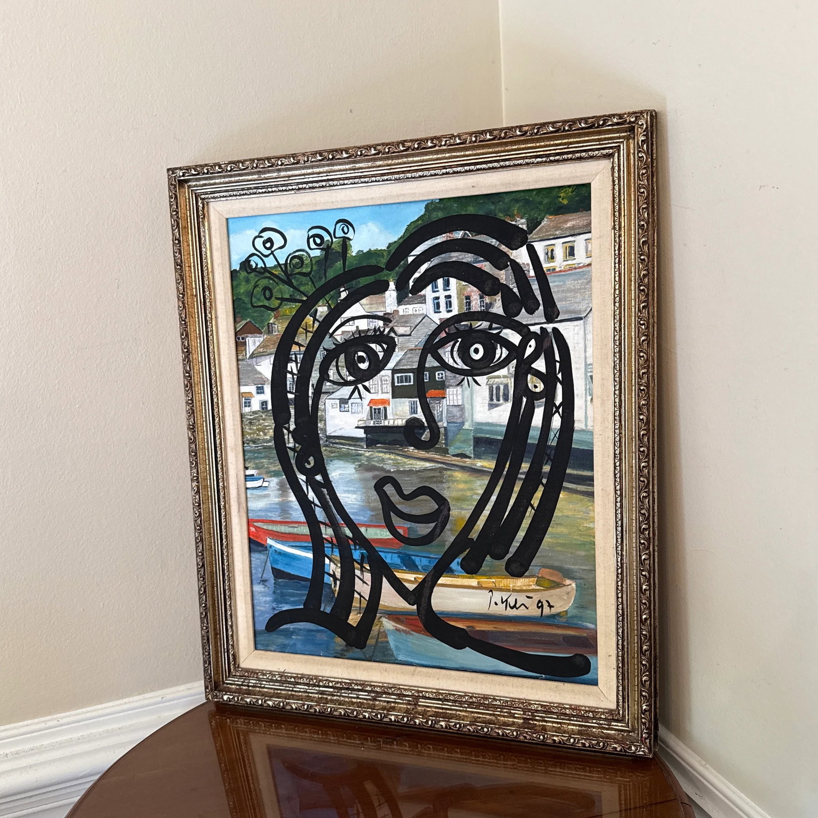 1970s Vintage Abstract Portraiture, Painting by Peter Robert Keil, Framed - 6