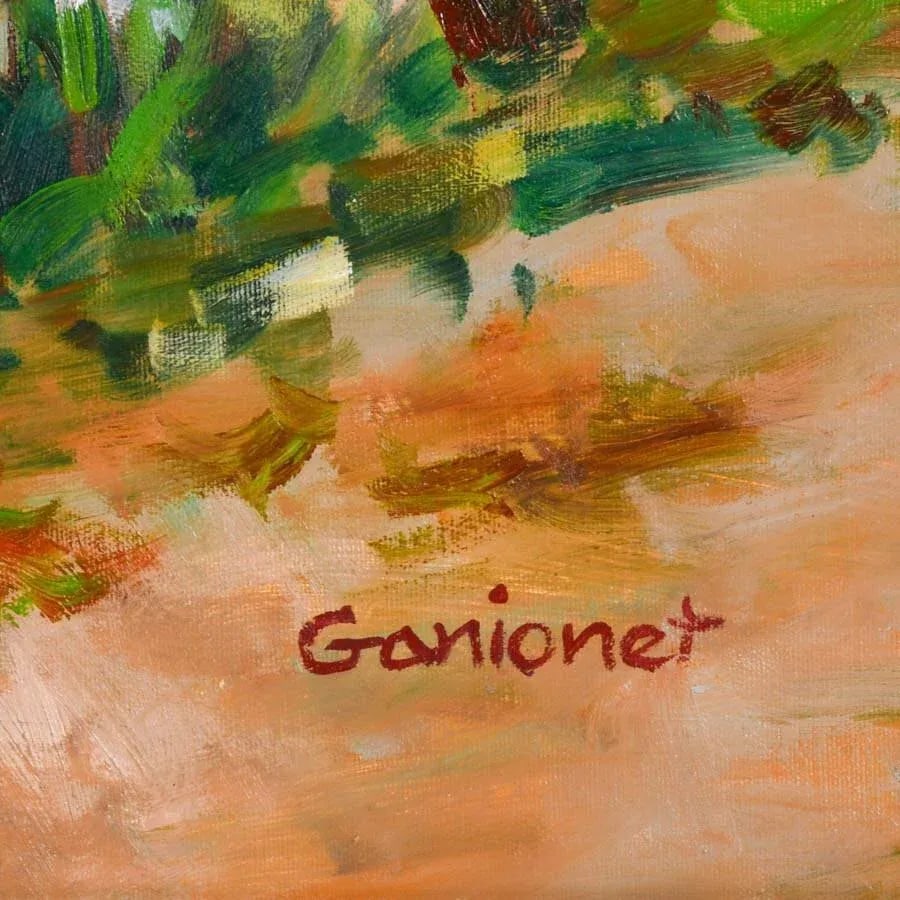 Early 20th Century Framed Signed Ganionet Garden Promenade Oil on Canvas - 5