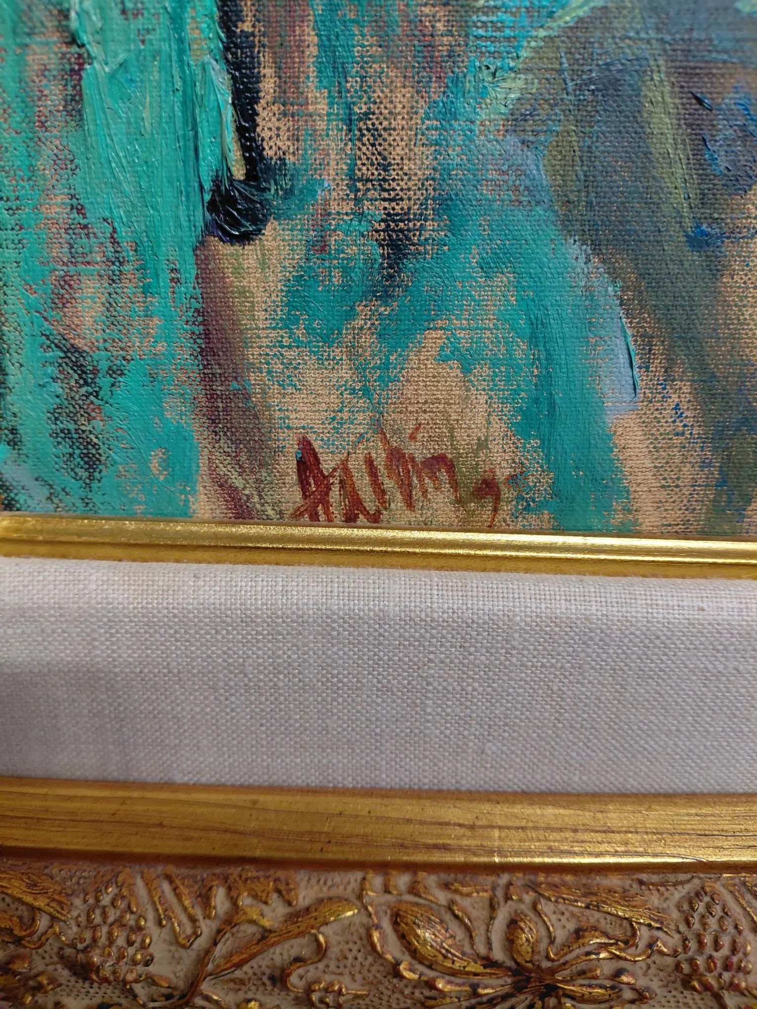 Late 20th Century Framed Signed Haibin Iris Fantasy Oil on Canvas - 10