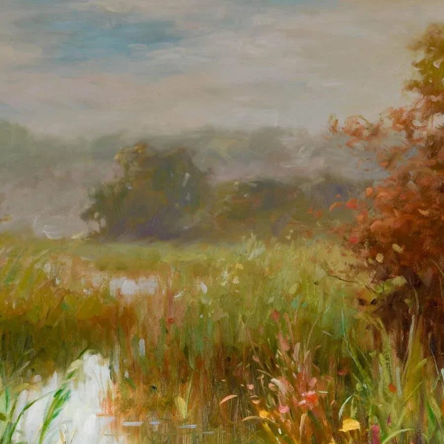 Late 20th Century Framed Signed Vera Oxley Floral Estuary Oil on Canvas - 3