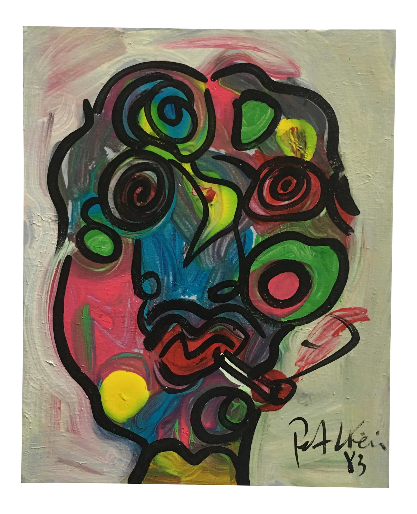 Peter Keil, 1983: Peter Keil is a German artist who focuses primarily on abstract expressionism. Keil painted with some of the greats, including Joan Miro, Pablo Picasso, and Andy Warhol, to name a few. This is a stunn