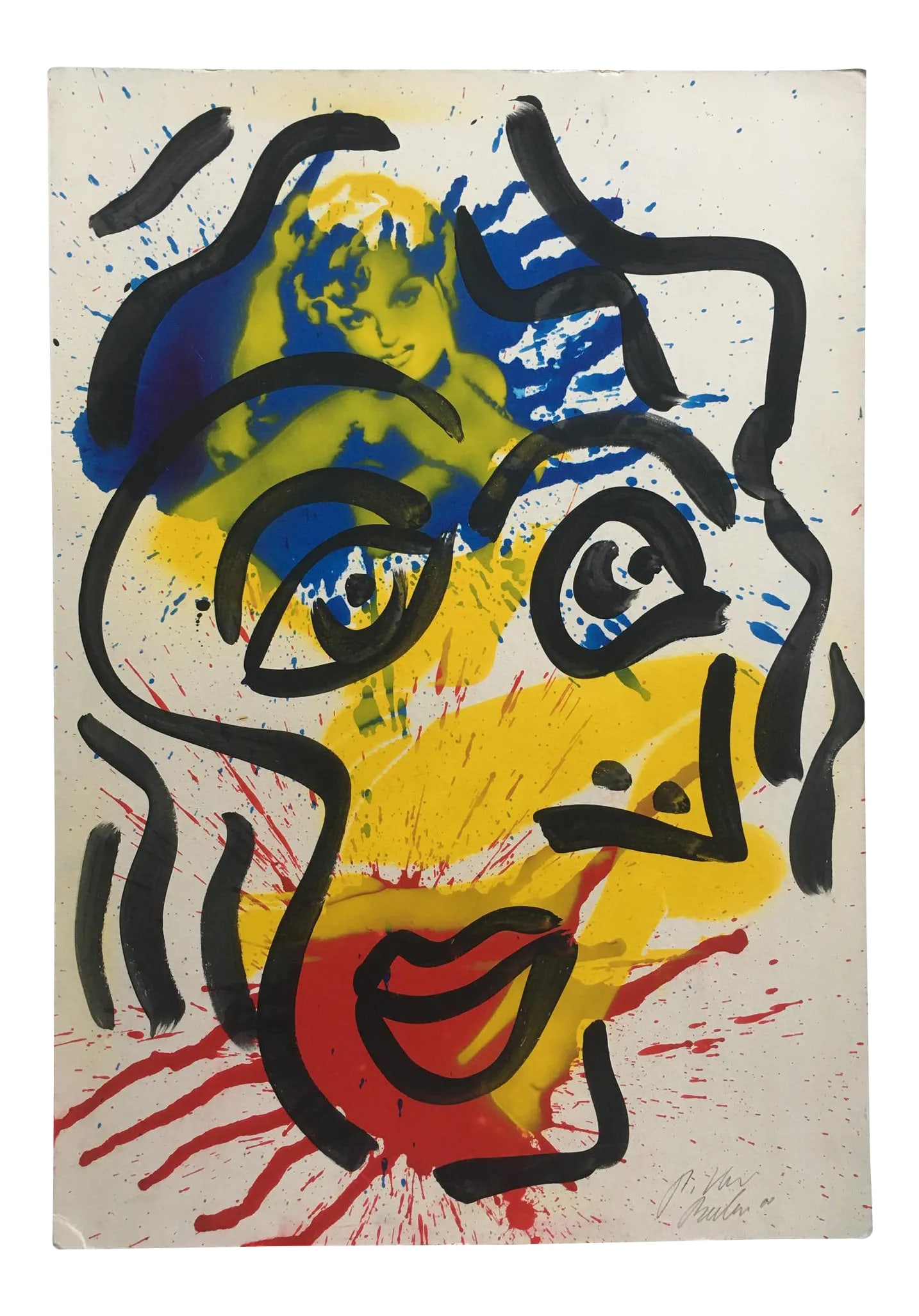Marilyn Monroe / Peter Keil Abstract Painting, 2000: Peter Keil is a German artist who focuses primarily on abstract expressionism. Keil painted with some of the greats, including Joan Miro, Pablo Picasso and Andy Warhol, to name a few. This is an incre
