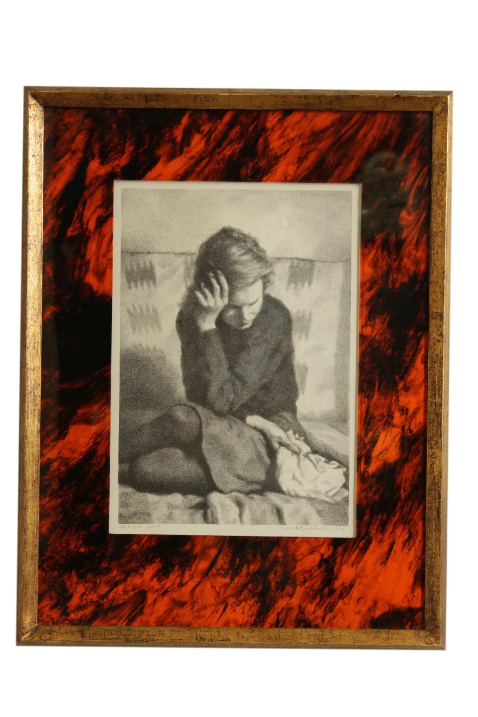 Jack Bookbinder Pencil Signed Lithograph of Seated Girl - 13