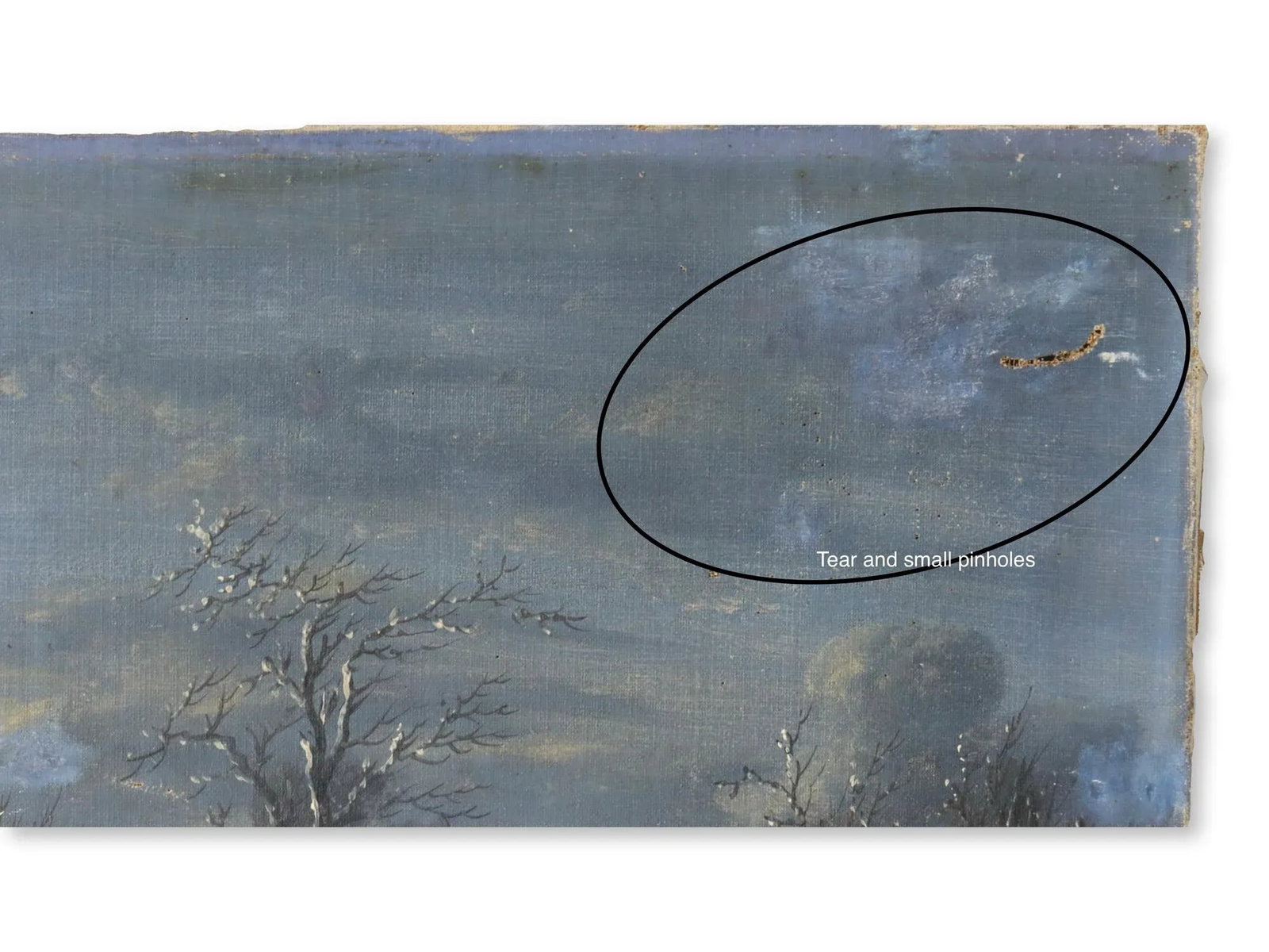 Antique French Winter Farm Oil on Canvas - 2