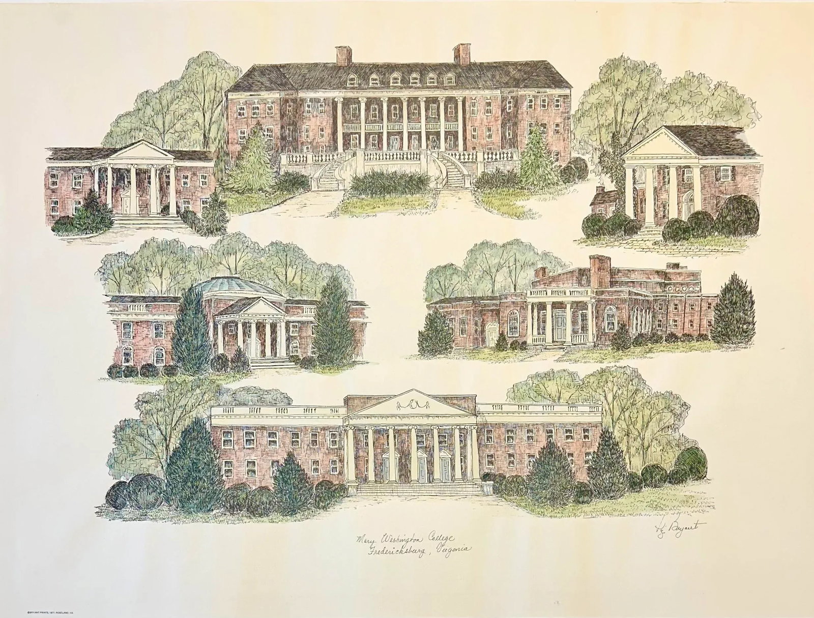 Mary Washington College Print by Liz Bryant - 2