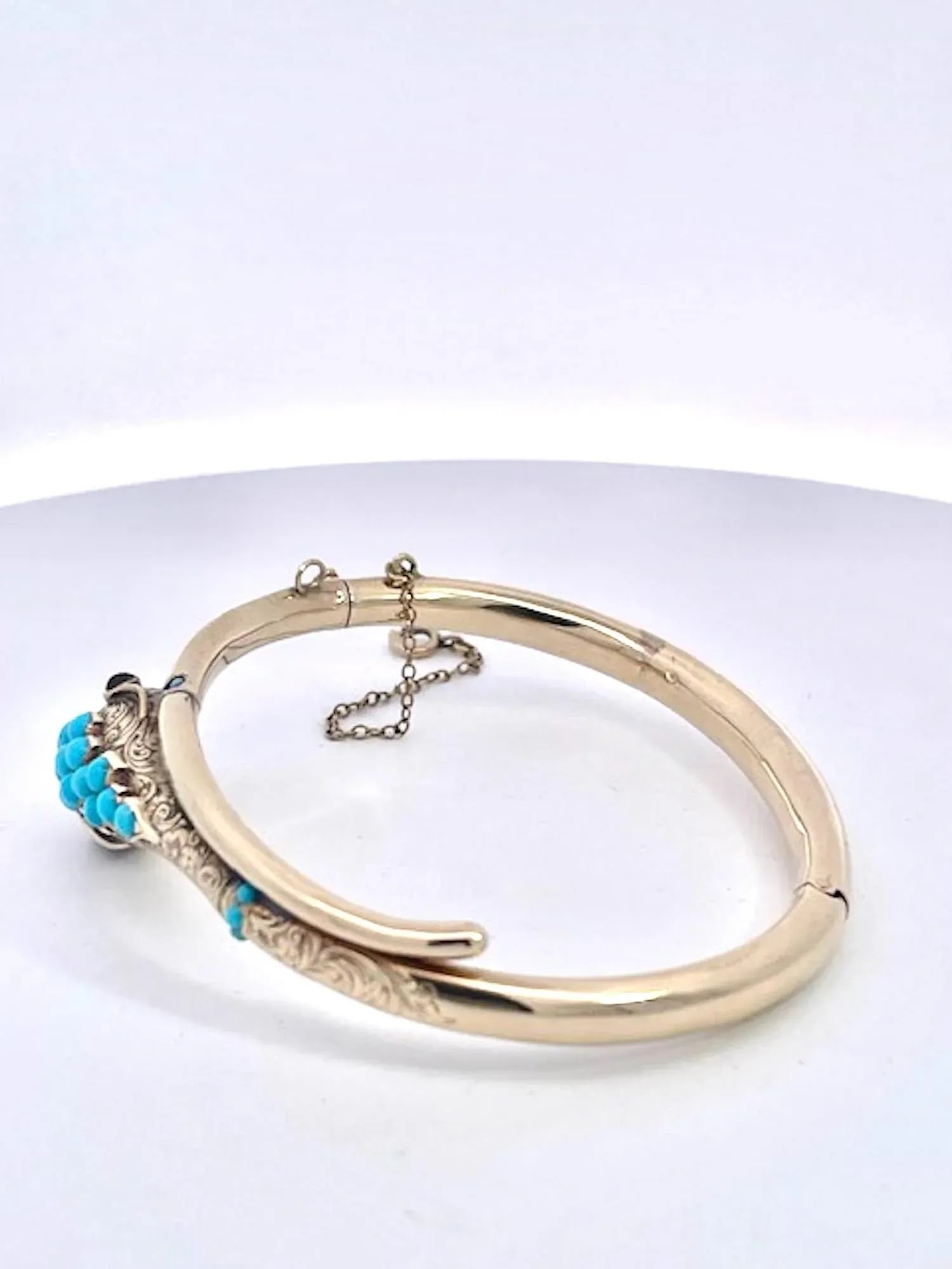 14k Yellow Gold Turquoise Snake Bracelet - 2