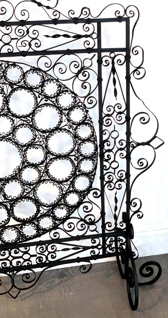 19th Century High Victorian Wrought Iron Wire Work Medallion Fires Screen - 7