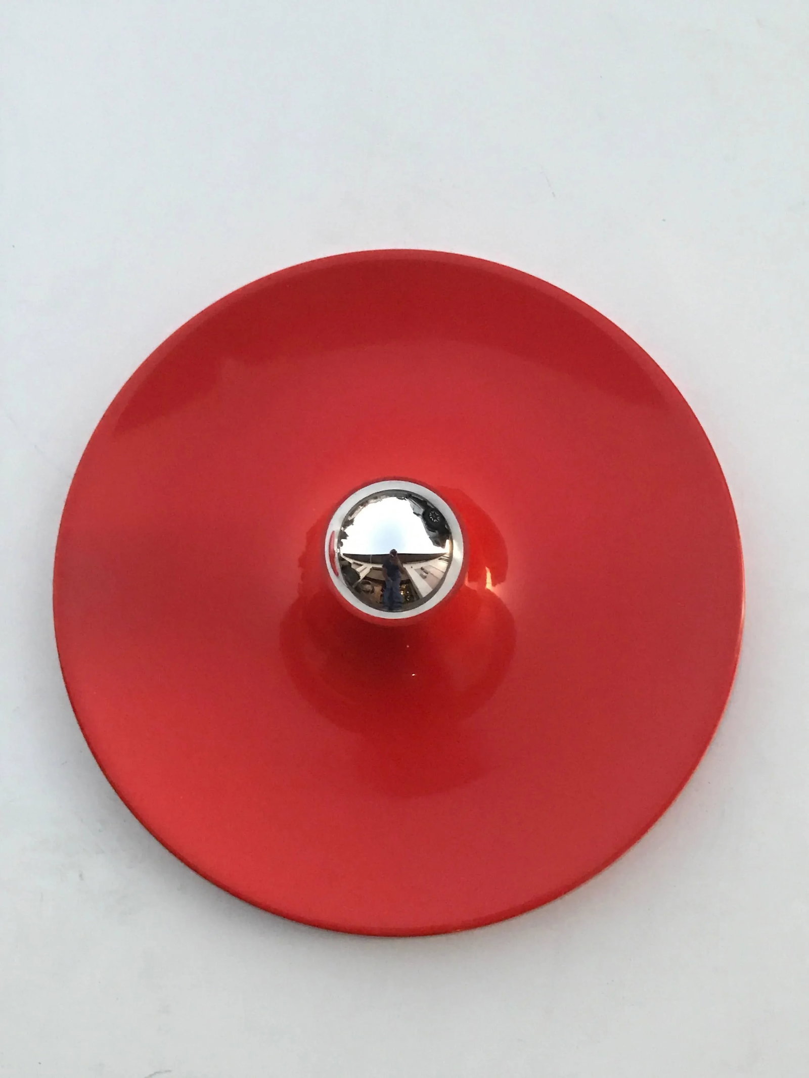 German Fire Red Disk Flush Mount Lights - a Pair - 6