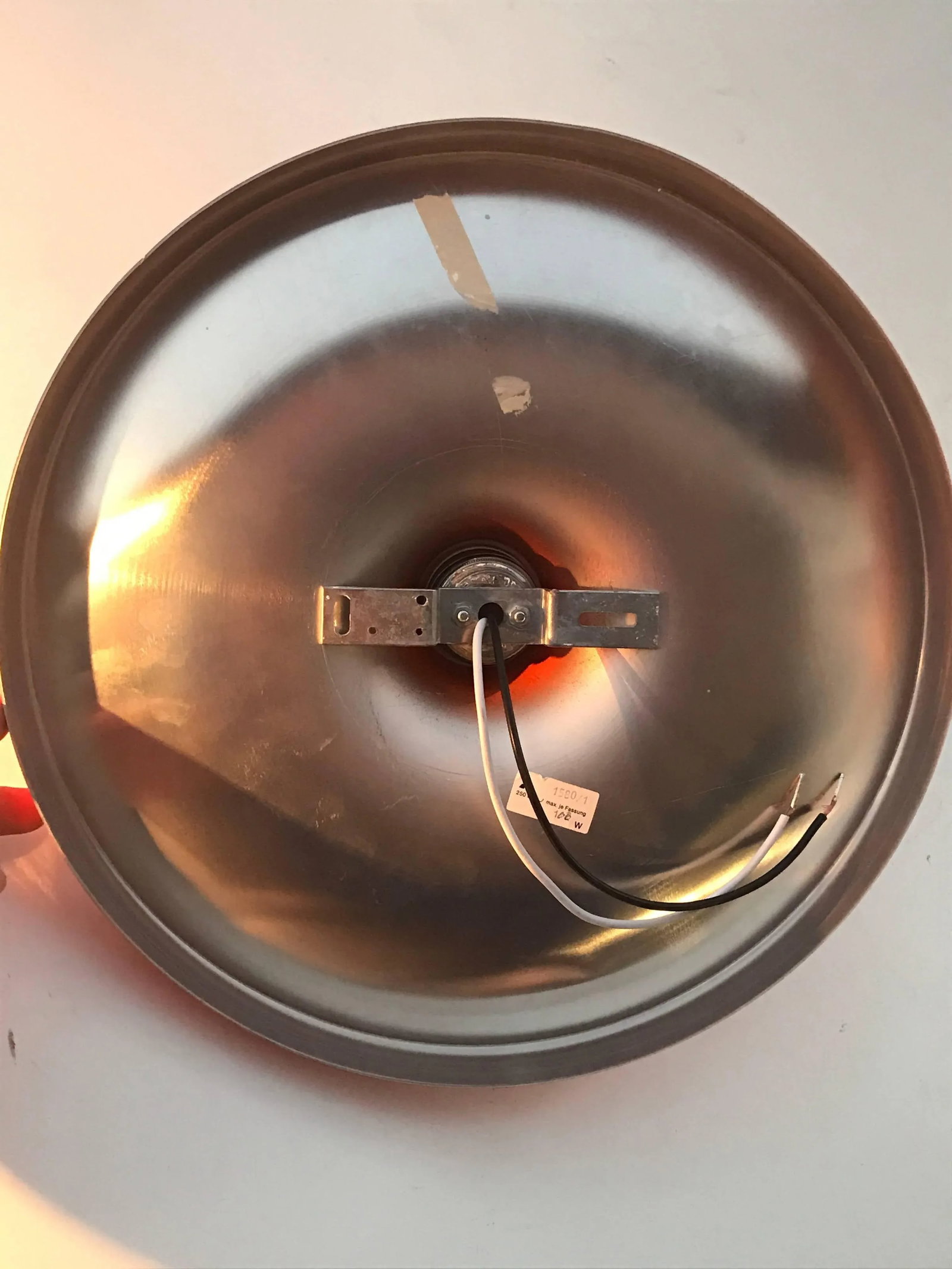 German Fire Red Disk Flush Mount Lights - a Pair - 8