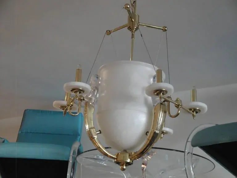 Alabaster and Brass Art Deco Style Chandelier - 10