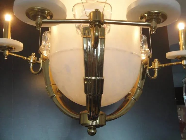 Alabaster and Brass Art Deco Style Chandelier - 7