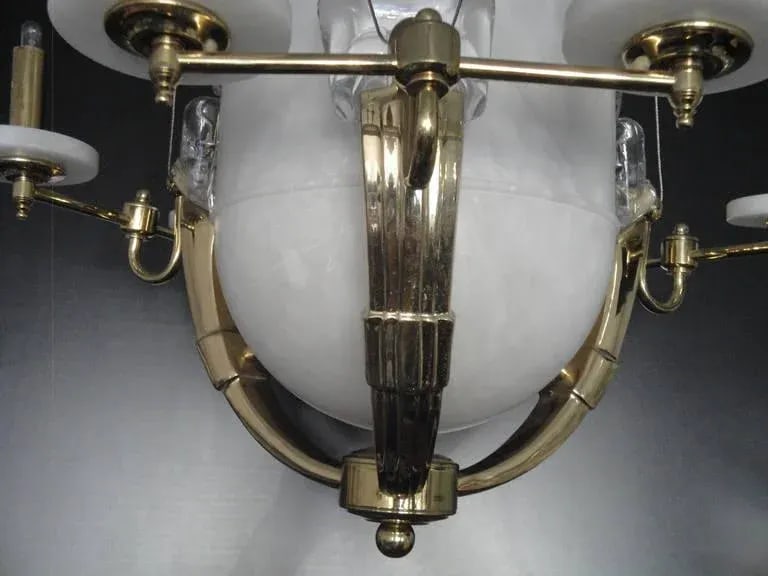 Alabaster and Brass Art Deco Style Chandelier - 8