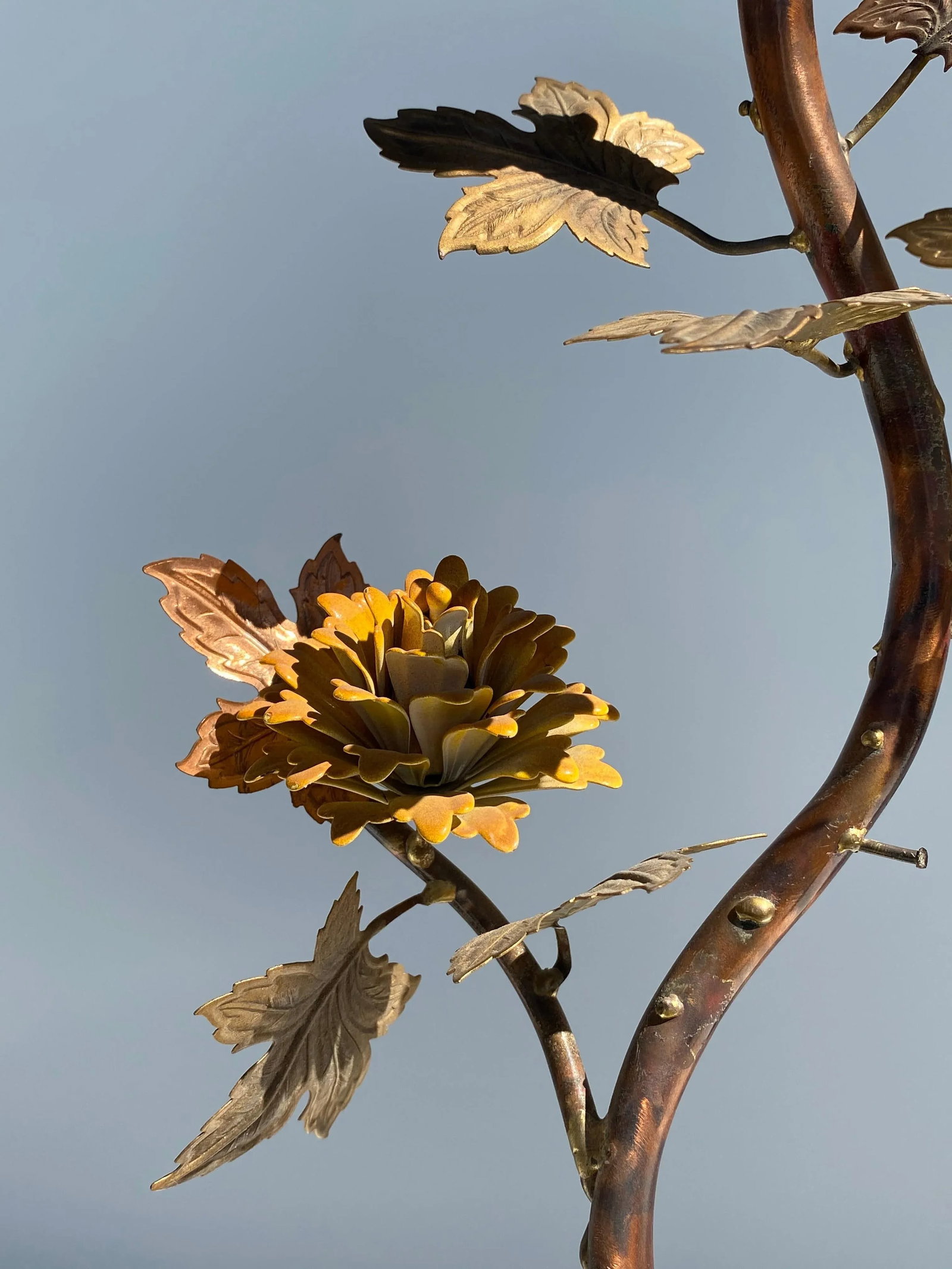 "Enchanting Forest" Brass and Burl Wood Lamp - 10
