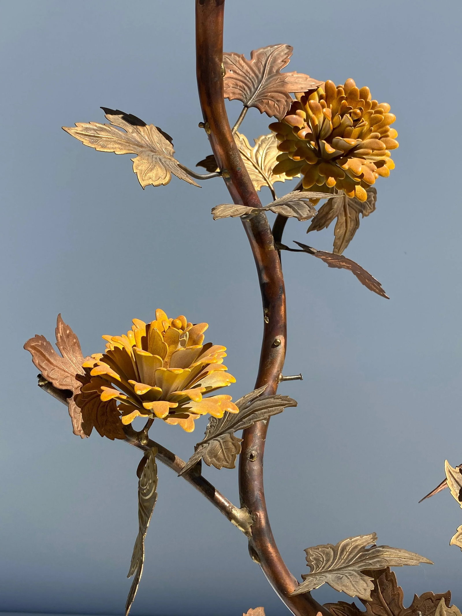 "Enchanting Forest" Brass and Burl Wood Lamp - 11