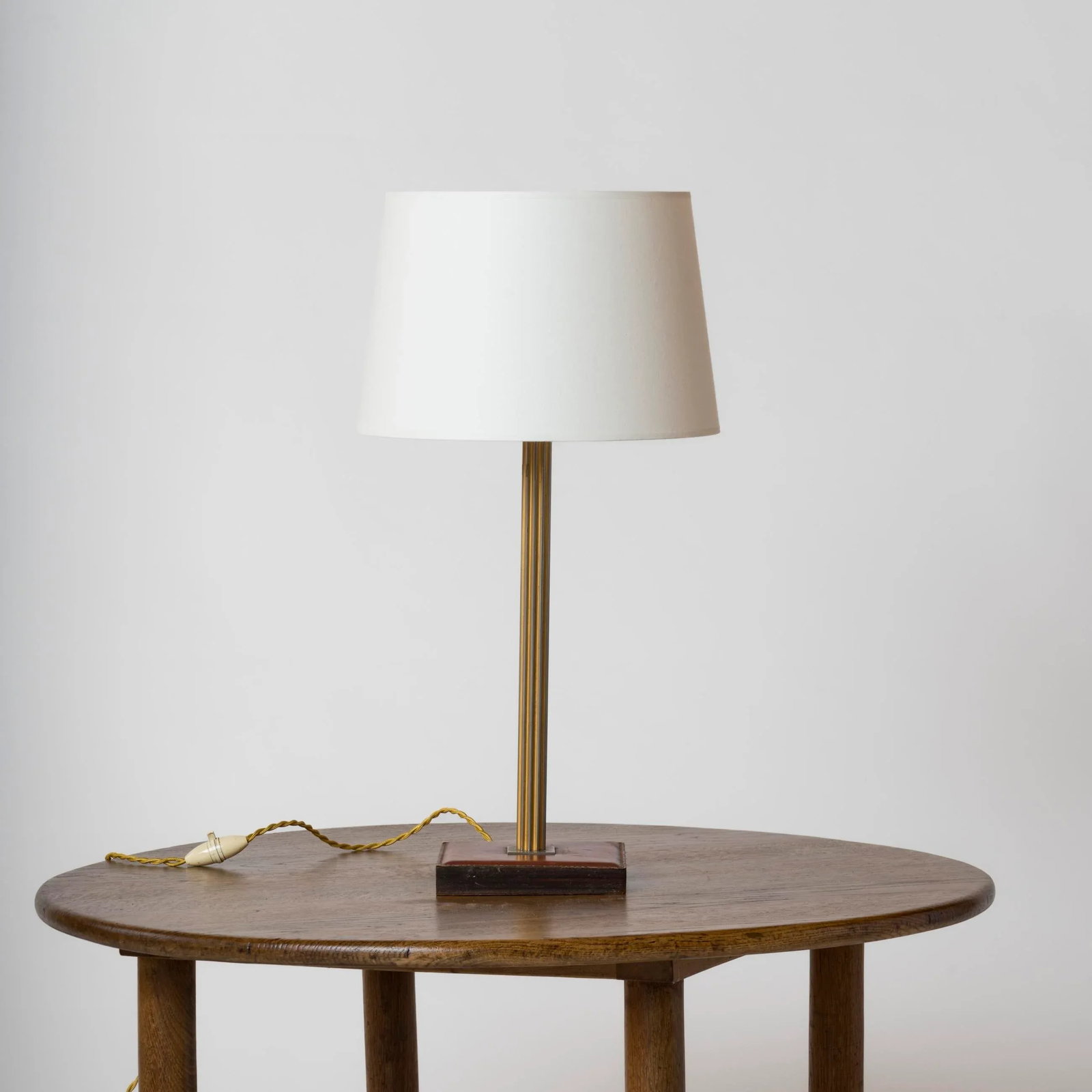 Brass and Leather Table Lamp by Delvaux, Belgium 1960s - 4