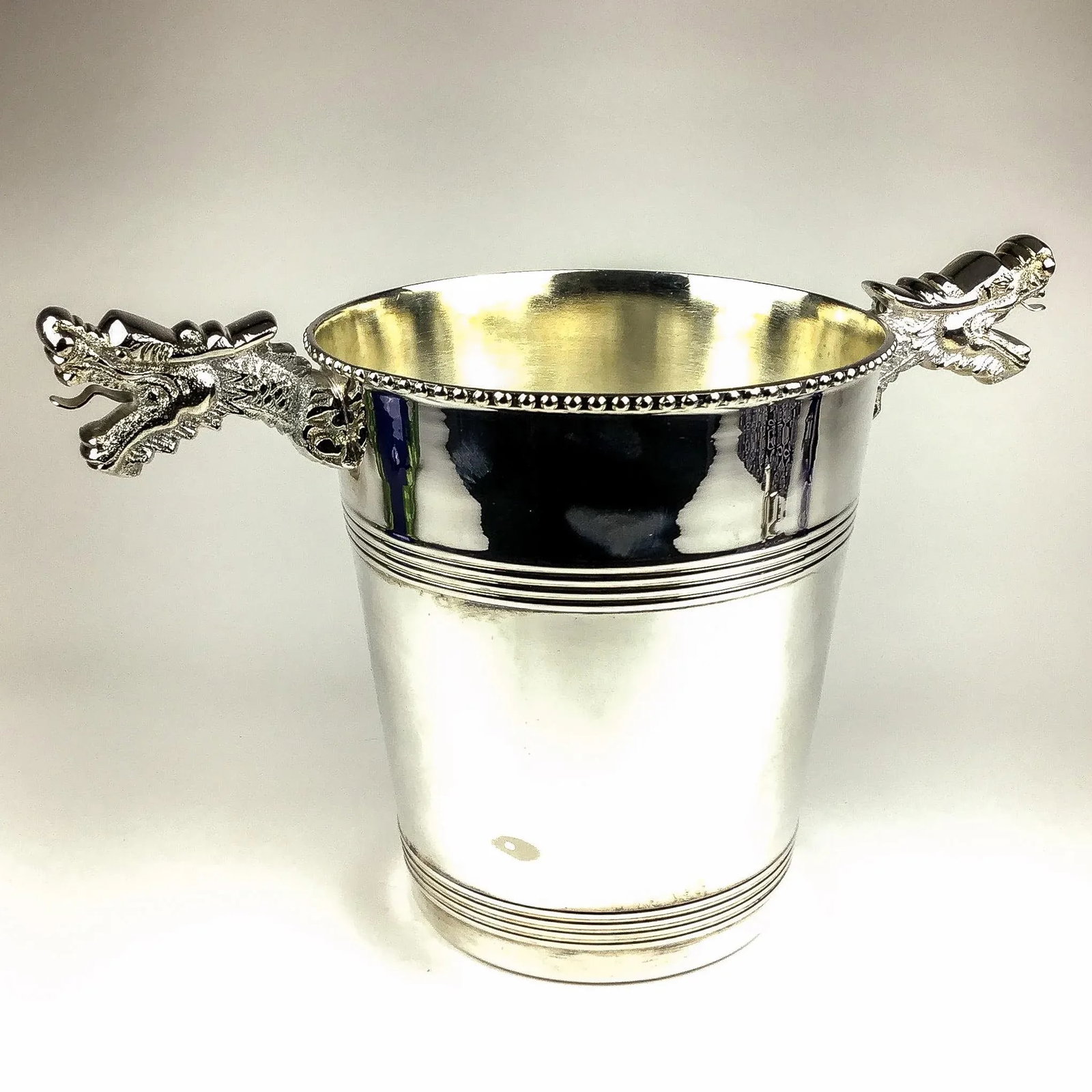 Dragon Handles Silver Plate Ice Bucket - 13