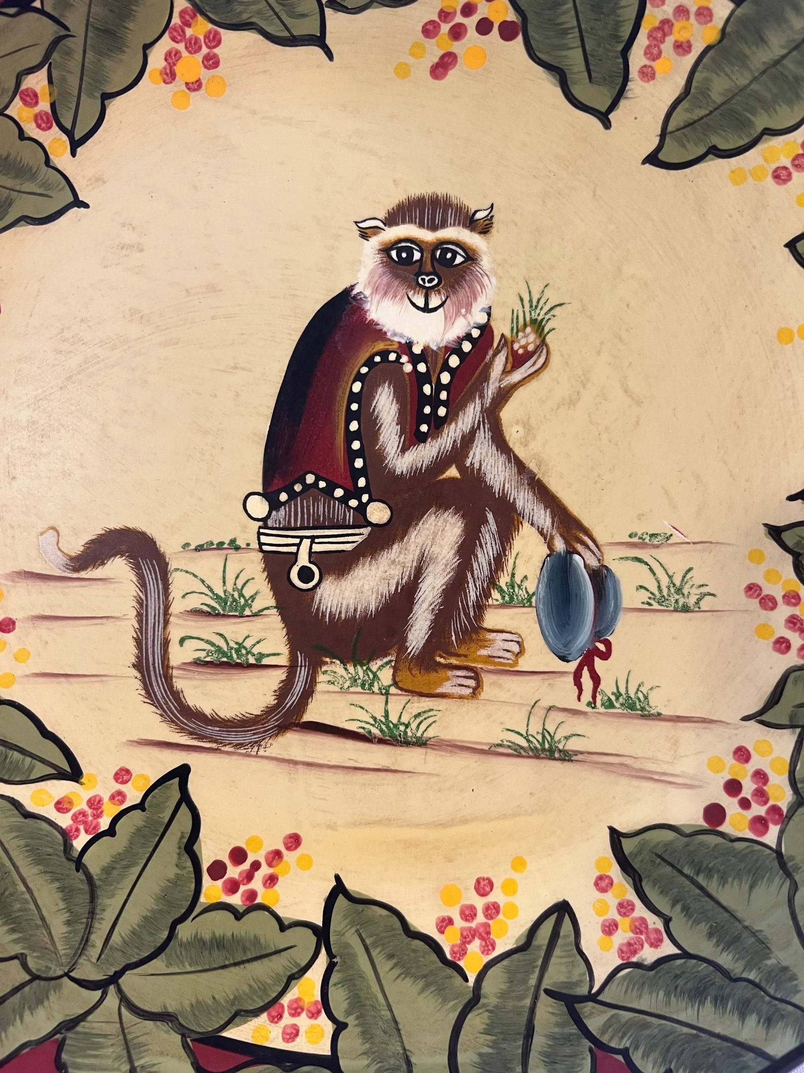 Vintage Palm Beach Regency Hand Painted Monkey Decorative Plates Decor - A Pair - 2