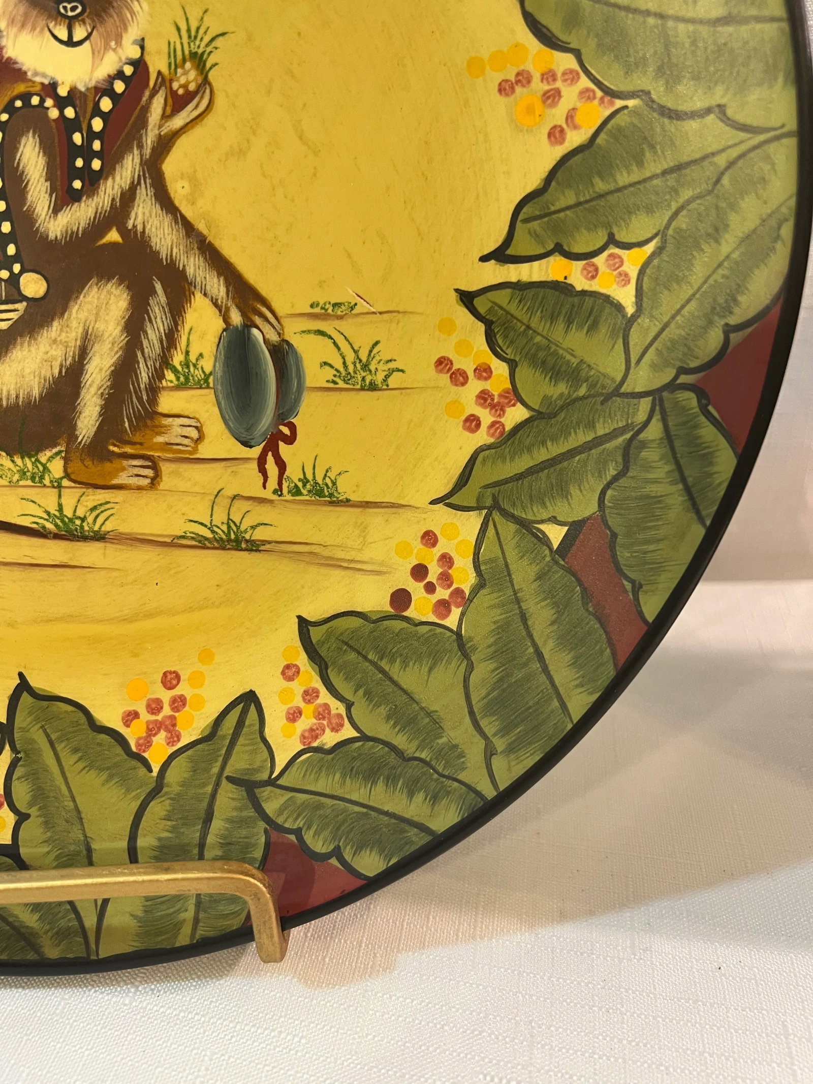 Vintage Palm Beach Regency Hand Painted Monkey Decorative Plates Decor - A Pair - 6