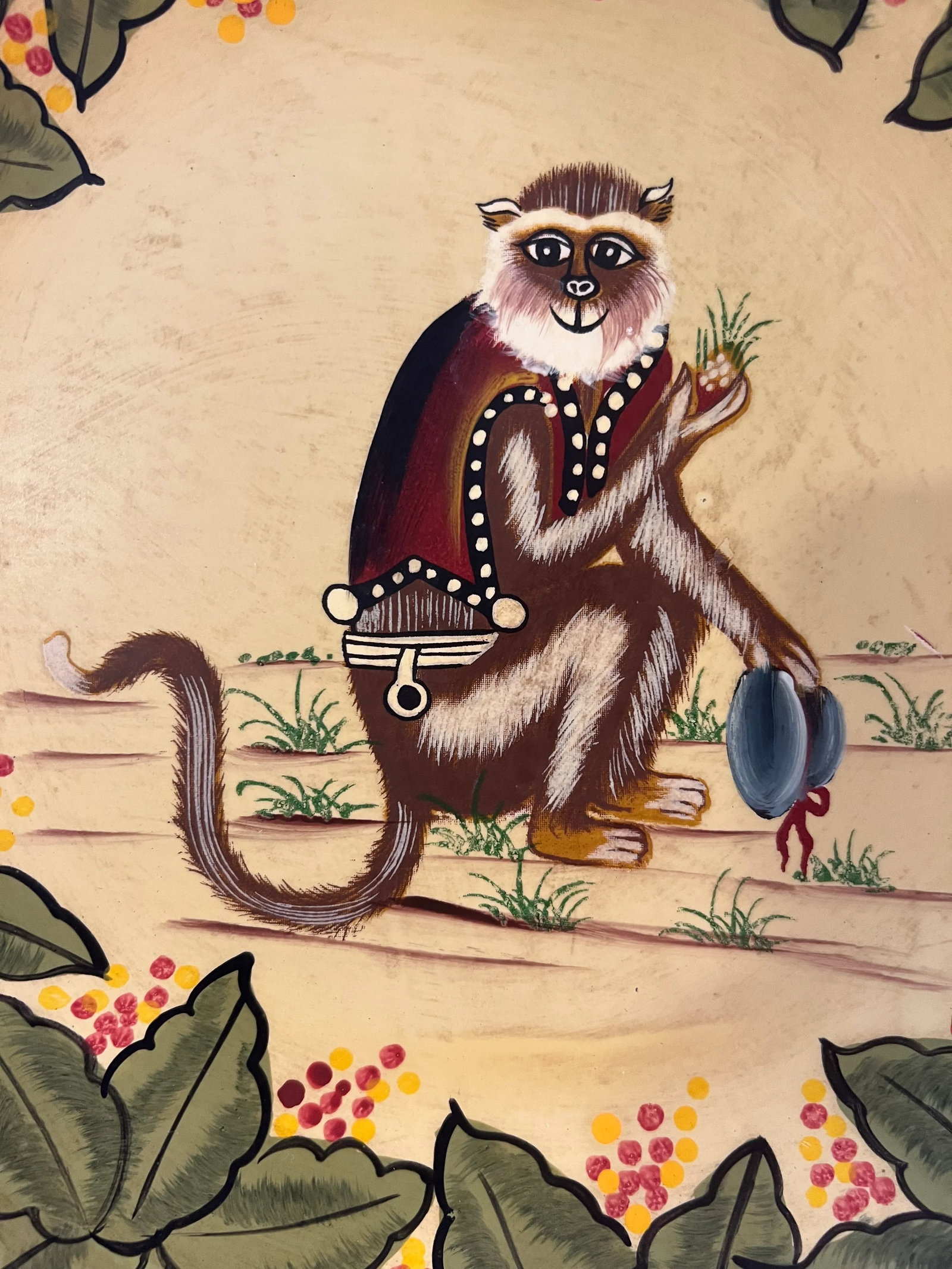 Vintage Palm Beach Regency Hand Painted Monkey Decorative Plates Decor - A Pair - 8
