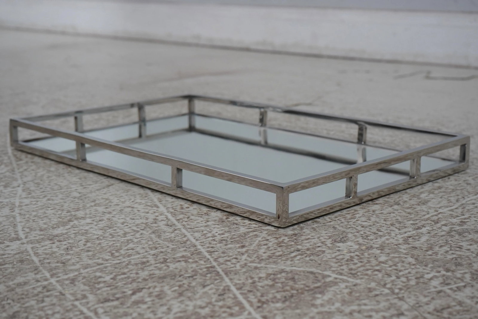 Modern Design Polished Chrome Dresser Top Mirror Tray - 4